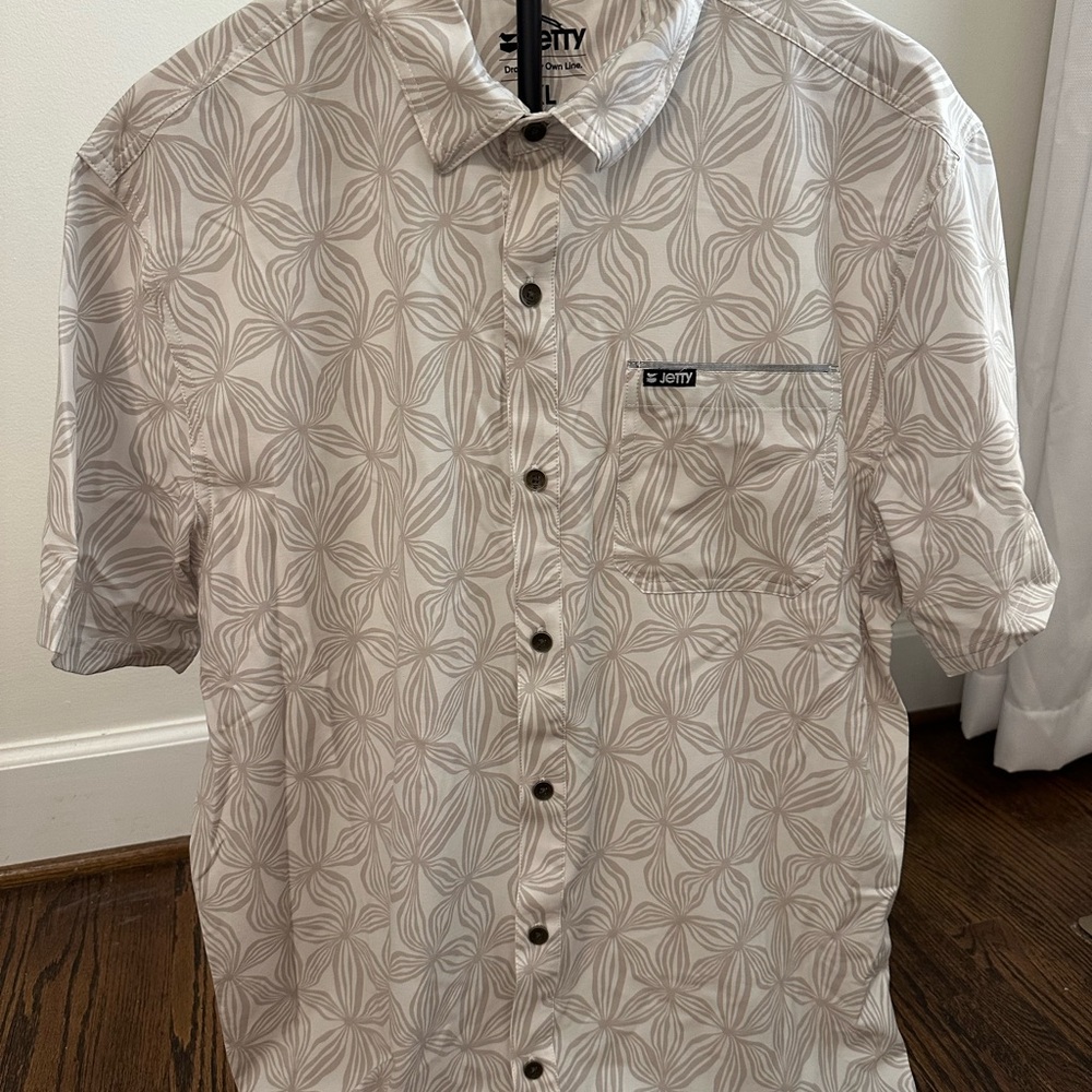 JETTY Men's Cream Patterned Button Down Shirt